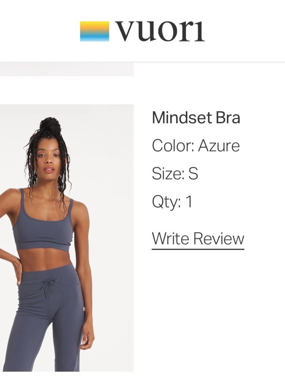 Vuori Mindset Bra in Azure